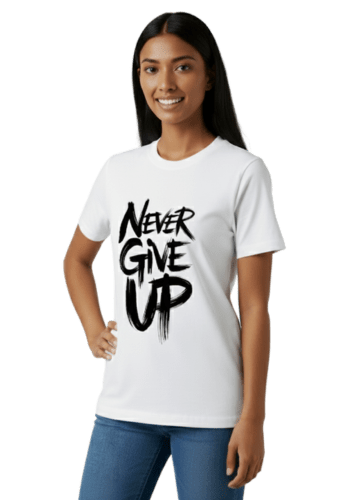 a girl wearing tshirt that shows design